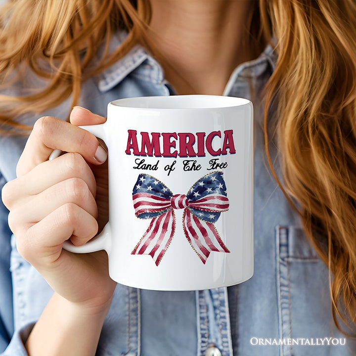 Proud American Personalized Mug, America Gift With Custom Name Personalized Ceramic Mug OrnamentallyYou 
