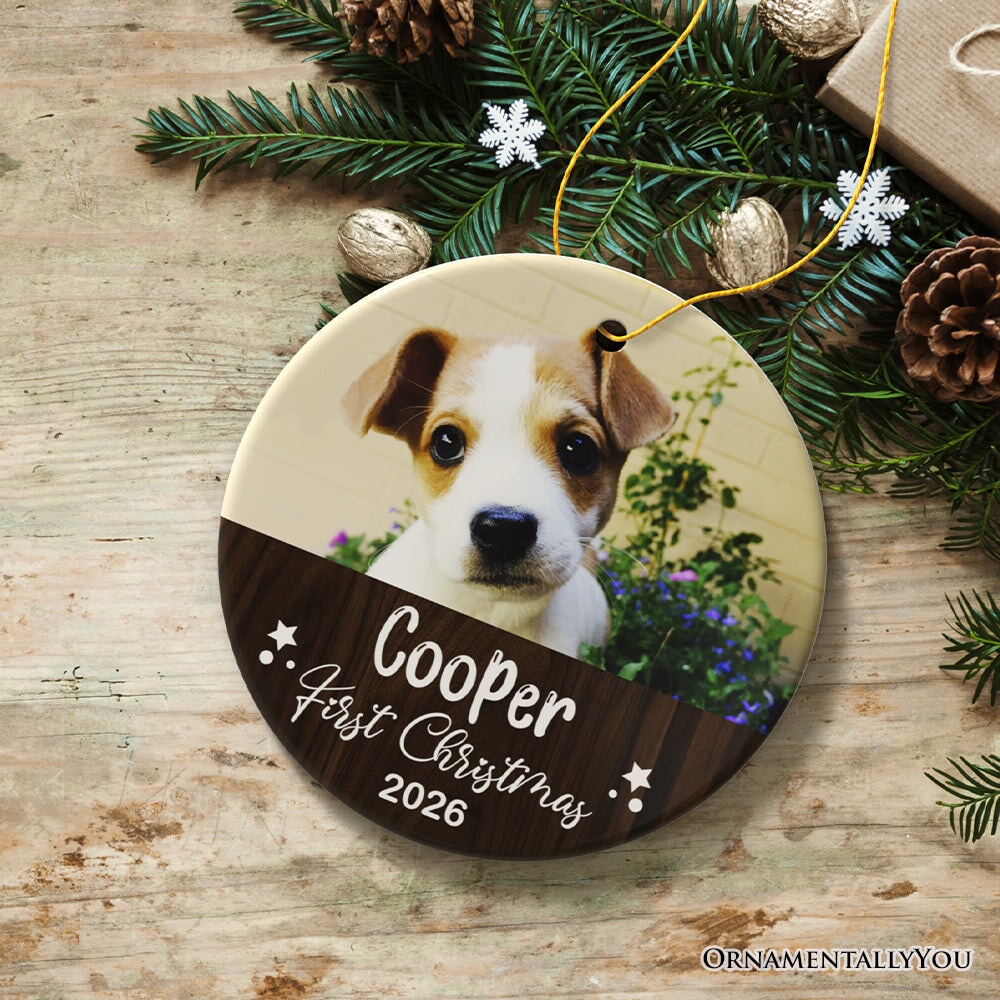 Puppy First Christmas Personalized Ornament, Baby Dog Custom 1st Xmas Gift Ceramic Ornament OrnamentallyYou 