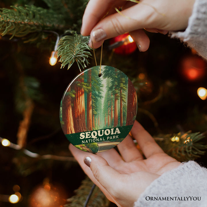 Radiant Sequoia National Park Ornament, California Forest Path Christmas Gift and Nature Explorer Souvenir