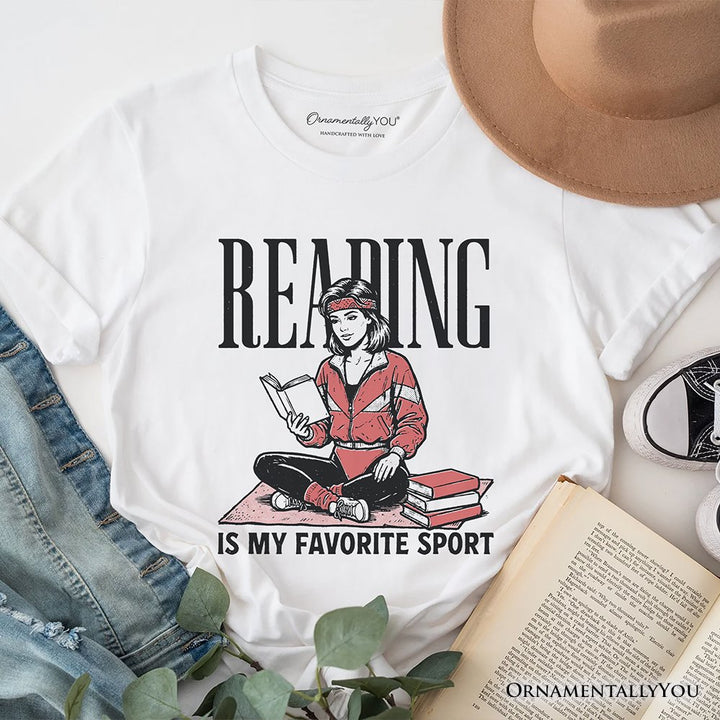 Reading Is My Favorite Sport Bookworm T-Shirt, Retro Bibliophile Tee T-Shirts OrnamentallyYou White XS 