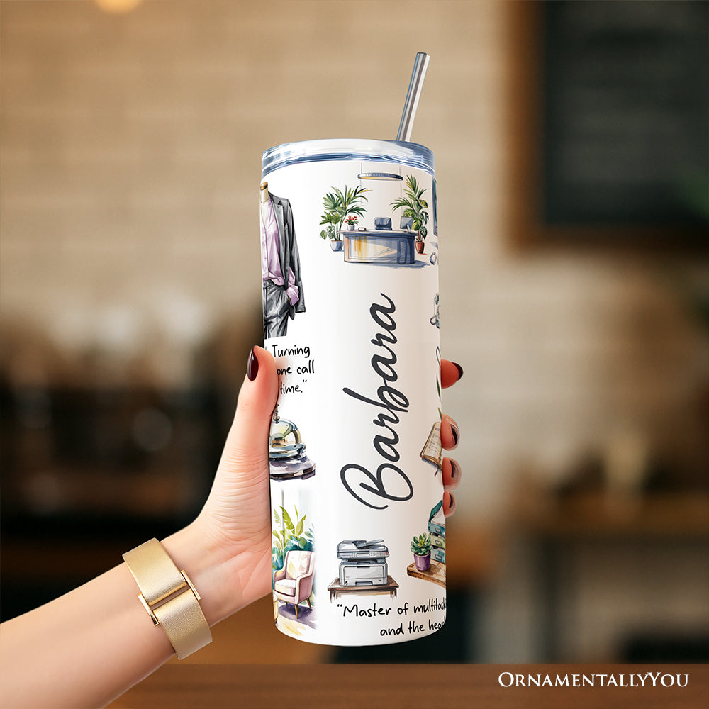 Receptionist Life 20oz Personalized Tumbler With Lid and Stainless Steel Straw, Front Desk Office Professional Gift Cup