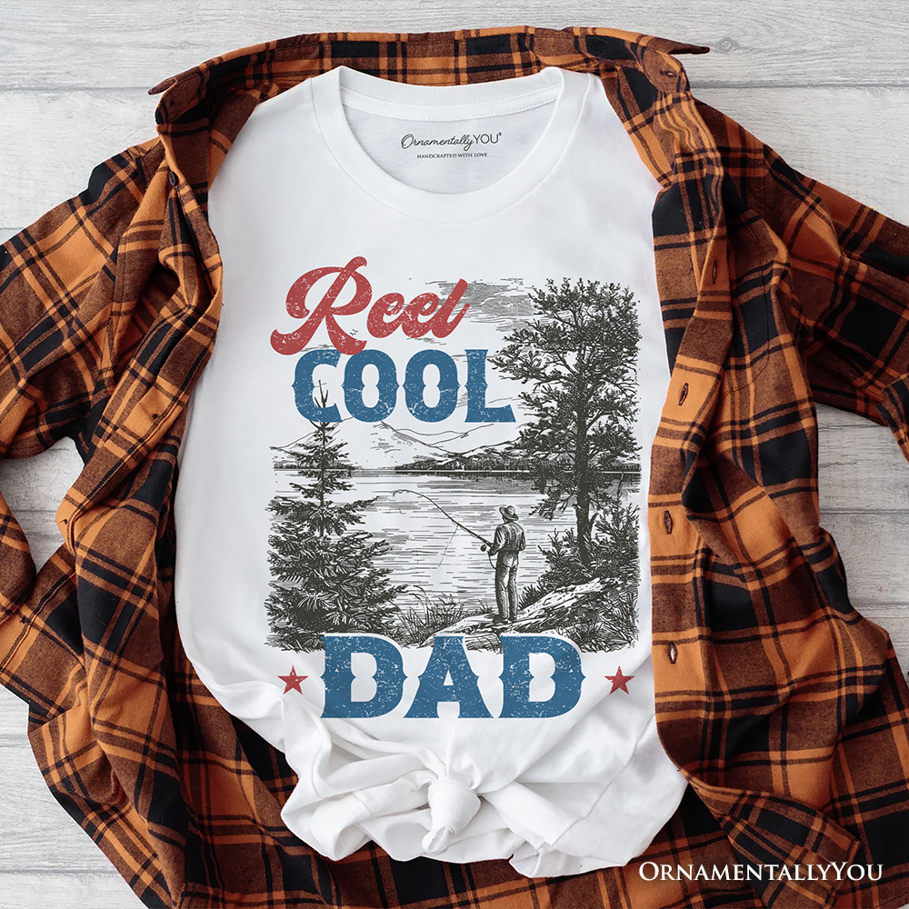 Reel Cool Dad Fishing T-Shirt, Funny Vintage Fisherman Fatherhood Tee