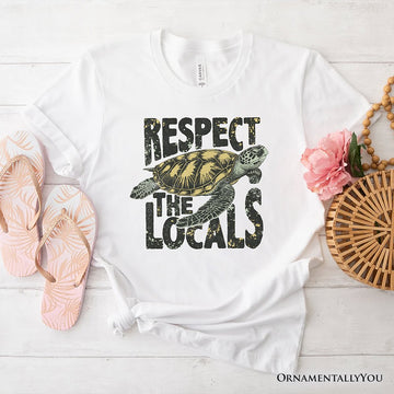 Respect the Locals Turtles T-Shirt, Retro Grunge White and Natural Tee for Ocean and Beach Lovers T-Shirts OrnamentallyYou White XS 