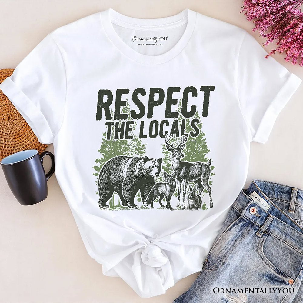 Respect the Locals Wild Animal T-Shirt, Vintage Camping Nature Tee T-Shirts OrnamentallyYou White XS 
