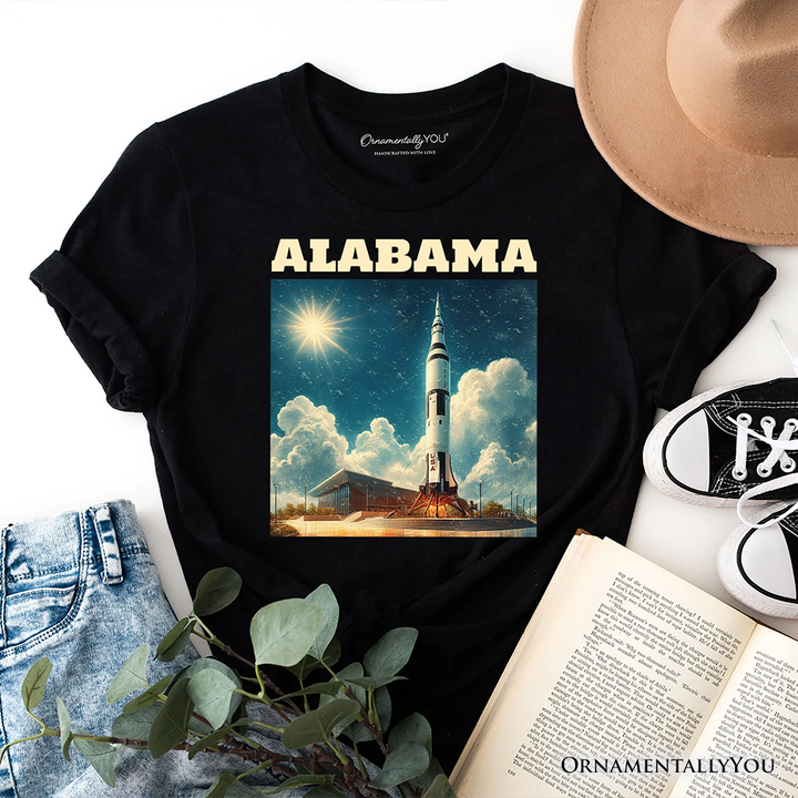 Retro Alabama State Rocket Launch T-Shirt, NASA Space Center Tee and Huntsville Souvenir