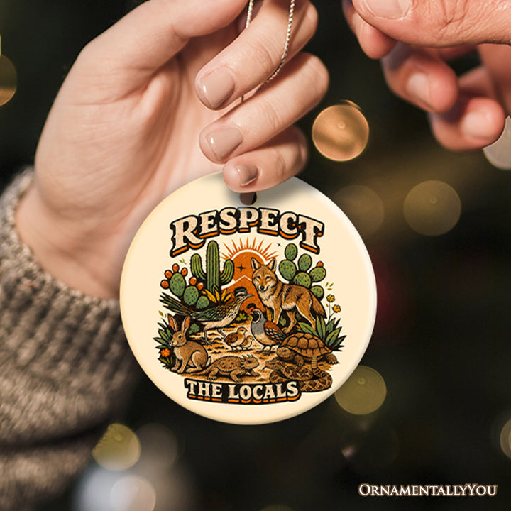 Retro Respect The Locals Desert Animals Ornament, Southwestern Nature Wildlife Christmas Keepsake