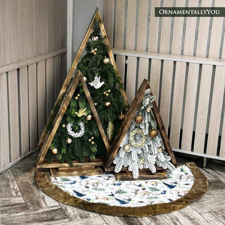 Rustic Nature Pattern Elegant Vintage Christmas Tree Skirt Tree Skirt Nantong Prince Home Fashion Co., Ltd. 60 Inches 