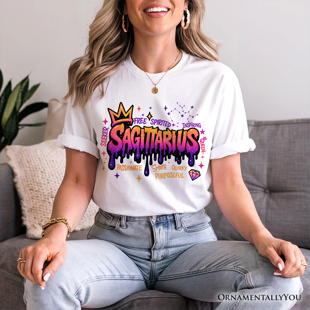 Sagittarius Graffiti Zodiac T-Shirt, Street Style Astrology Horoscope Tee
