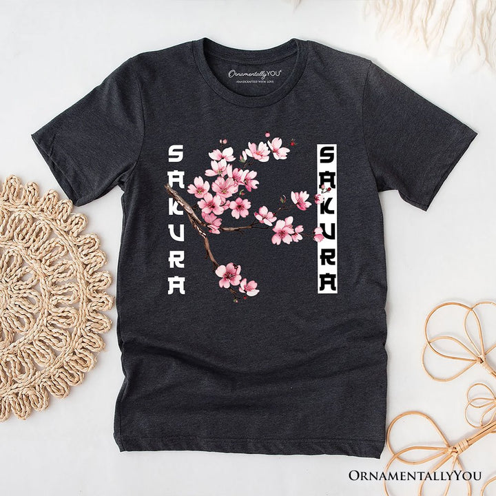 Sakura Cherry Blossom T-Shirt, Vintage Japanese Spring Floral Tee T-Shirts OrnamentallyYou Gray XS 