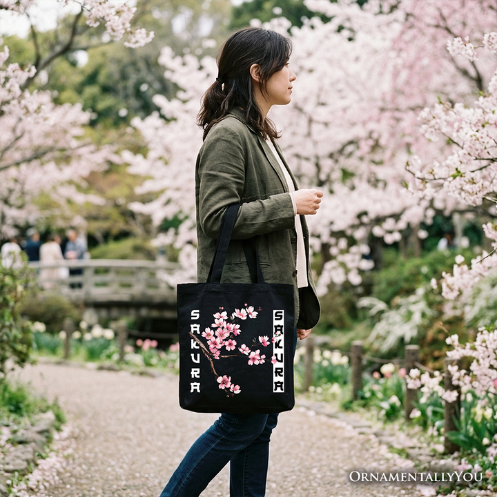 Sakura Cherry Blossom Tote Bag, Vintage Japanese Spring Floral Gift Shopper
