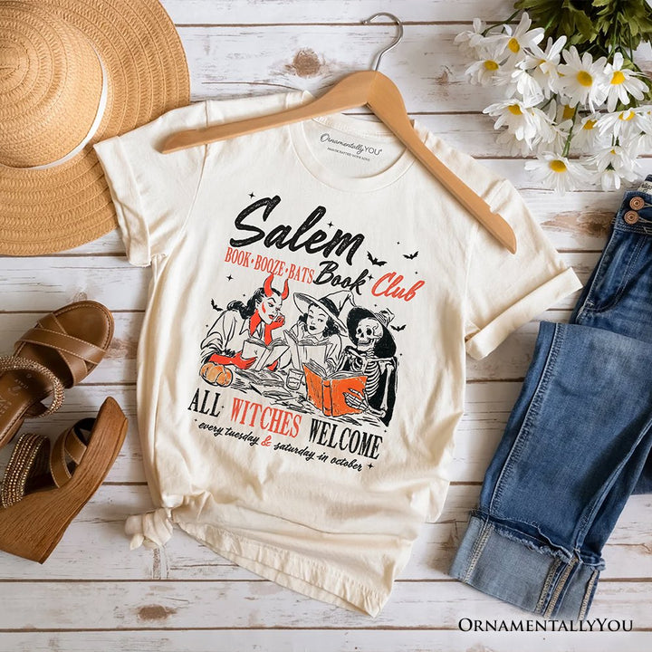 Salem Book Club Witches T-Shirt, Spooky Halloween Reading Girl Tee T-Shirts OrnamentallyYou Natural XS 
