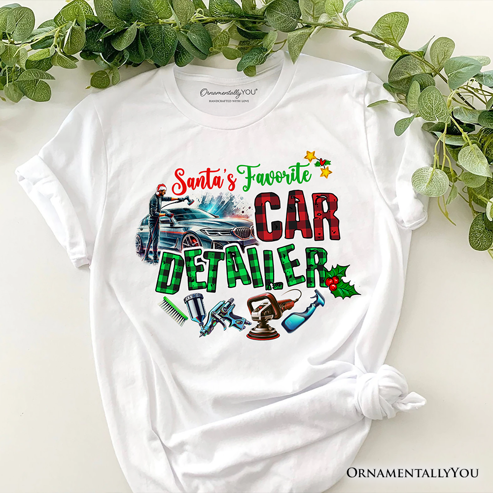 Santa’s Favorite Car Detailer T-Shirt, Christmas Auto Detailing Tee