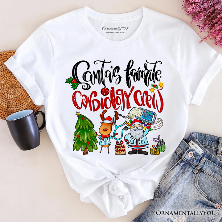 Santa's Favorite Cardiology Crew T-Shirt, Merry Christmas Cardiac Tee