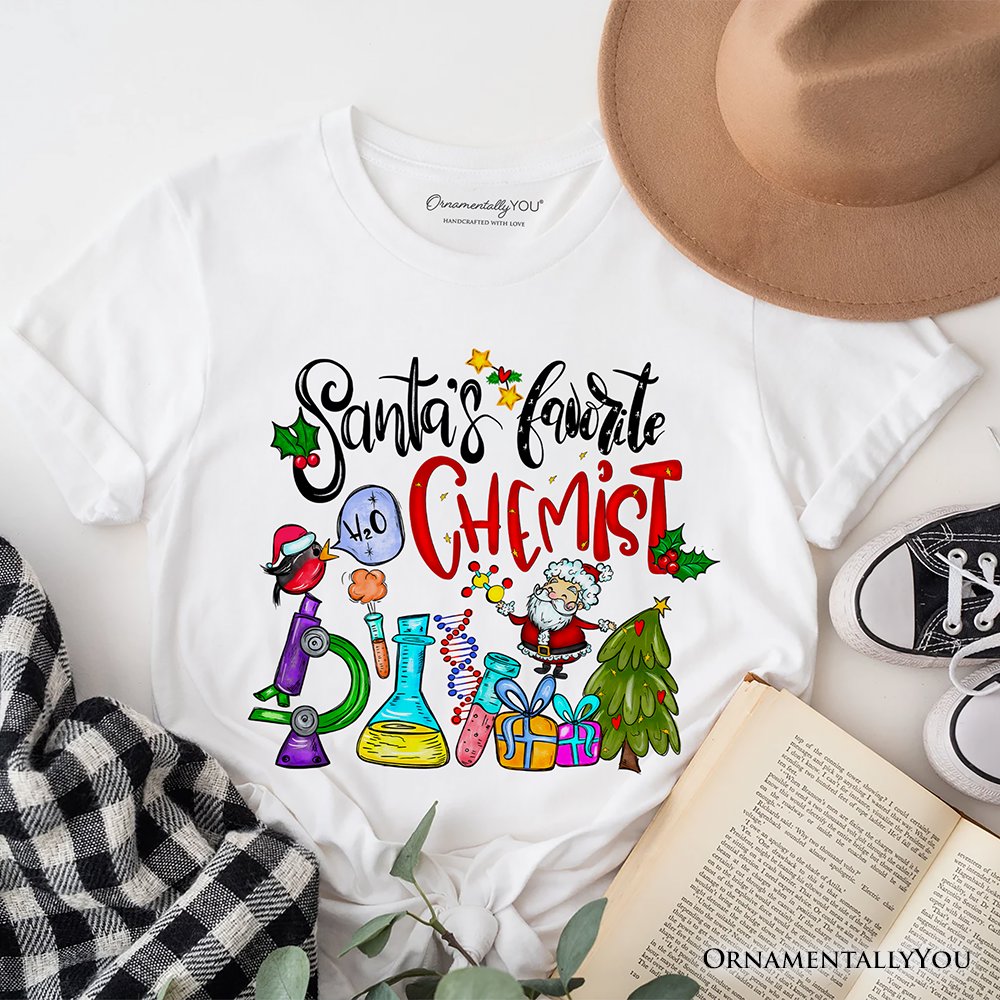 Santa's Favorite Chemist T-Shirt, Merry Christmas Chemistry Tee T-Shirts OrnamentallyYou White XS 