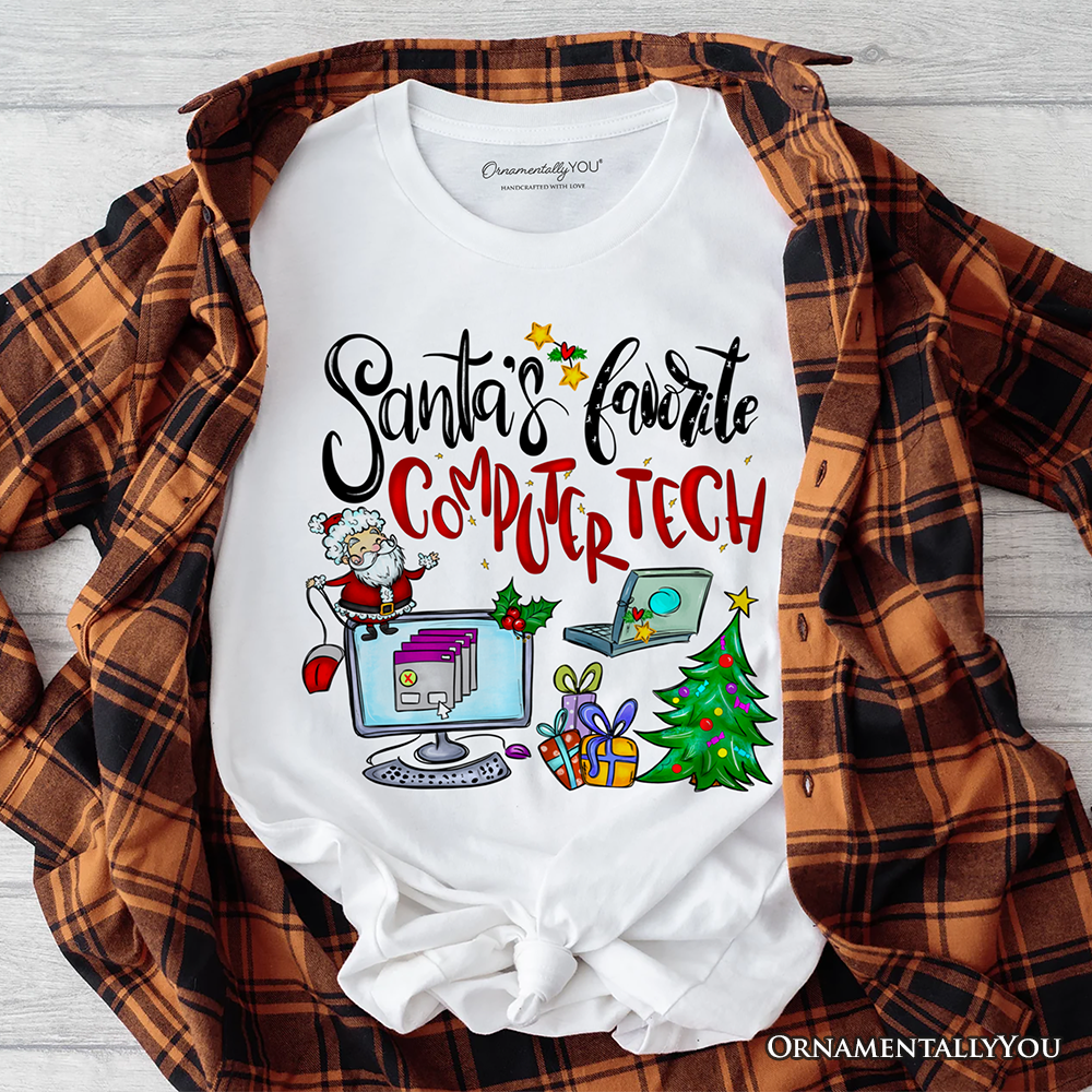 Santa's Favorite Computer Tech T-Shirt, Merry Christmas Tech Support Tee