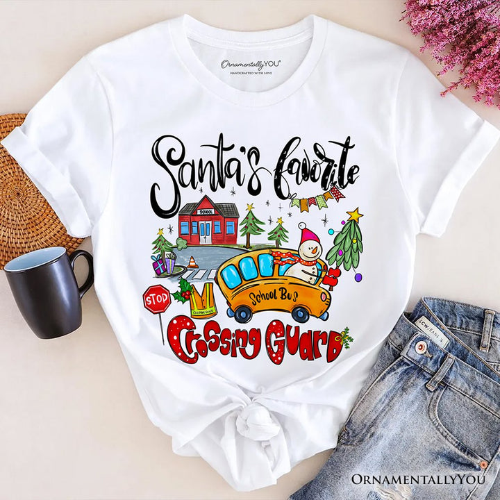 Santa's Favorite Crossing Guard T-Shirt, Merry Christmas School Zone Tee T-Shirts OrnamentallyYou White XS 