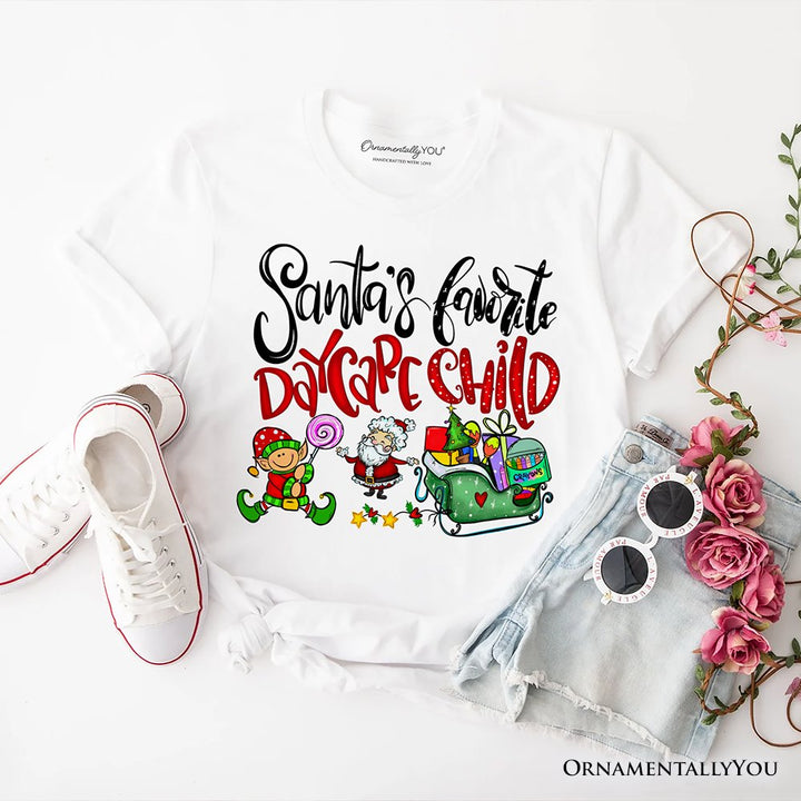Santa's Favorite Daycare Child T-Shirt, Merry Christmas Children Tee T-Shirts OrnamentallyYou White XS 