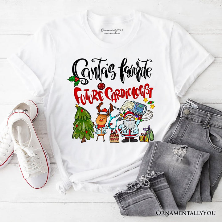 Santa's Favorite Future Cardiologist T-Shirt, Merry Christmas Cardiac Tee T-Shirts OrnamentallyYou White XS 