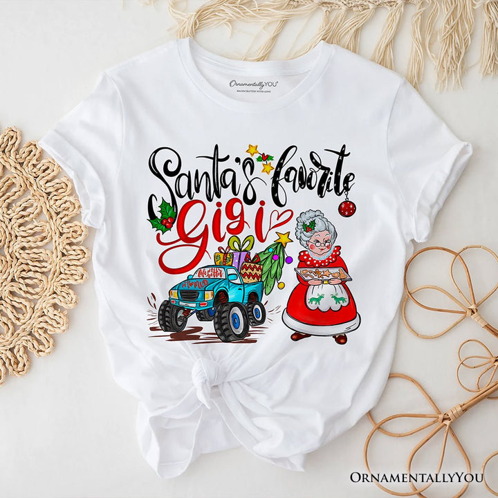 Santa’s Favorite Gigi T-Shirt, Cozy Christmas Tee for Grandma T-Shirts OrnamentallyYou White XS 