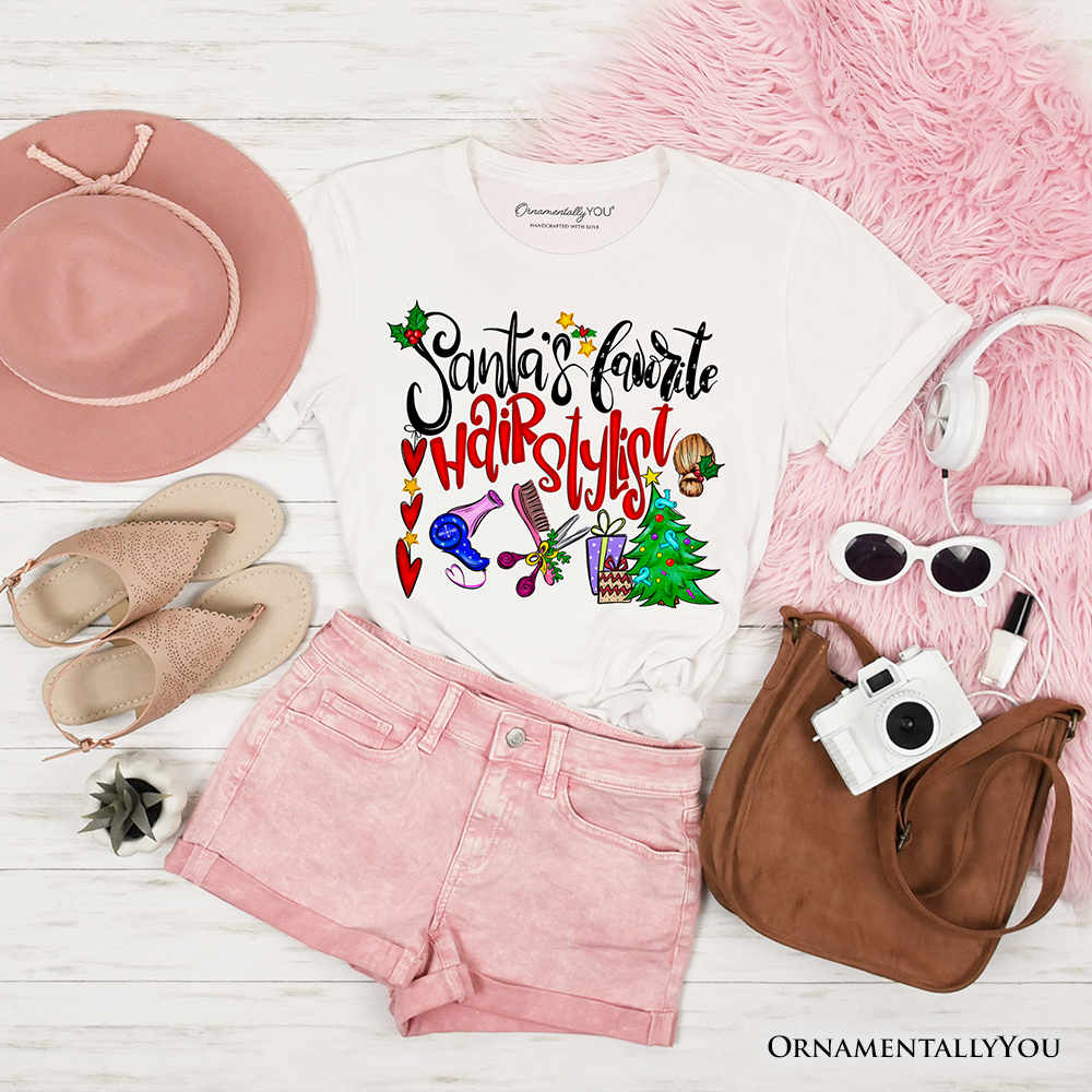 Santa’s Favorite Hairstylist T-Shirt, Festive Holiday Tee