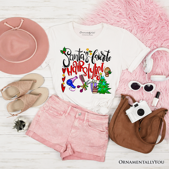 Santa’s Favorite Hairstylist T-Shirt, Festive Holiday Tee