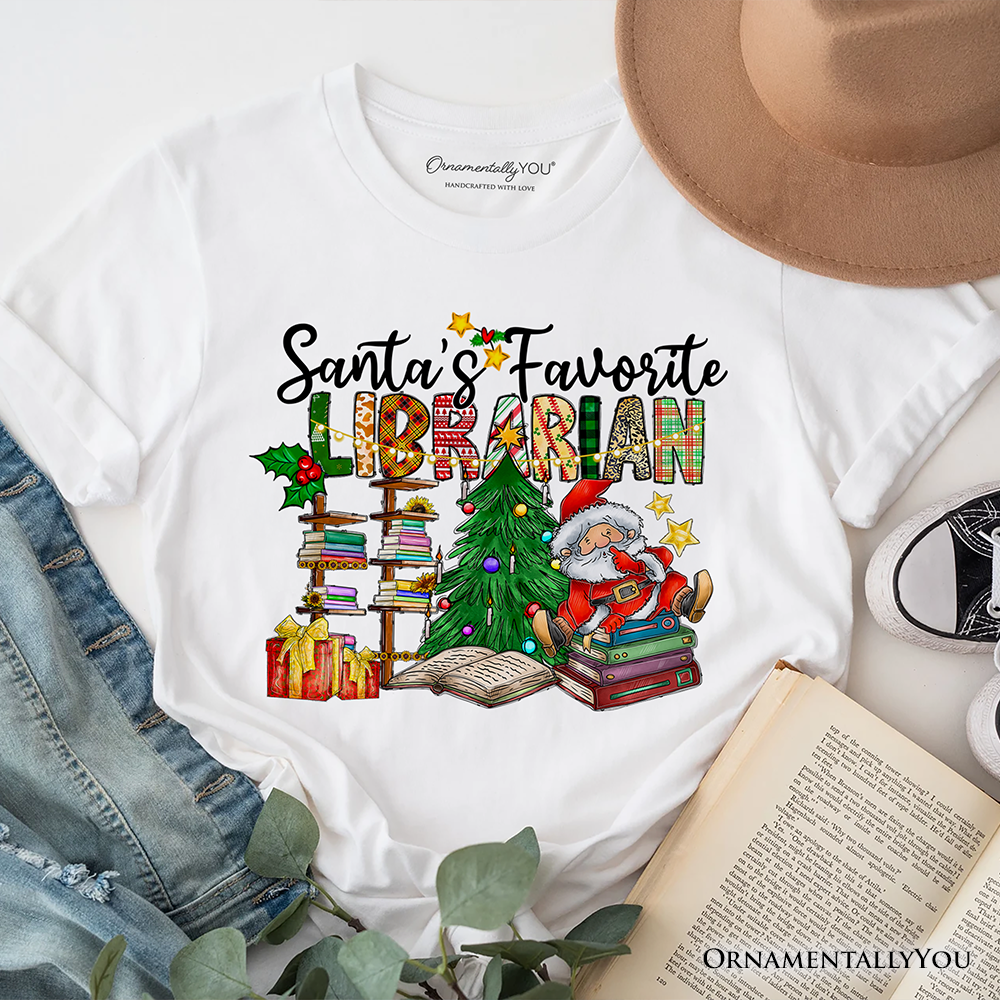 Santa’s Favorite Librarian T-Shirt, Merry Christmas Tee
