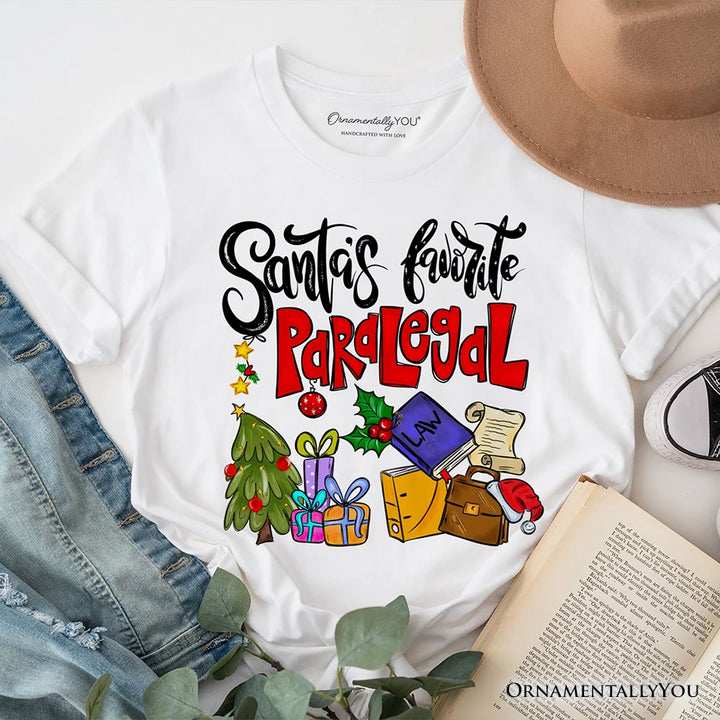 Santa's Favorite Paralegal T-Shirt, Merry Christmas Legal Briefs Tee T-Shirts OrnamentallyYou White XS 
