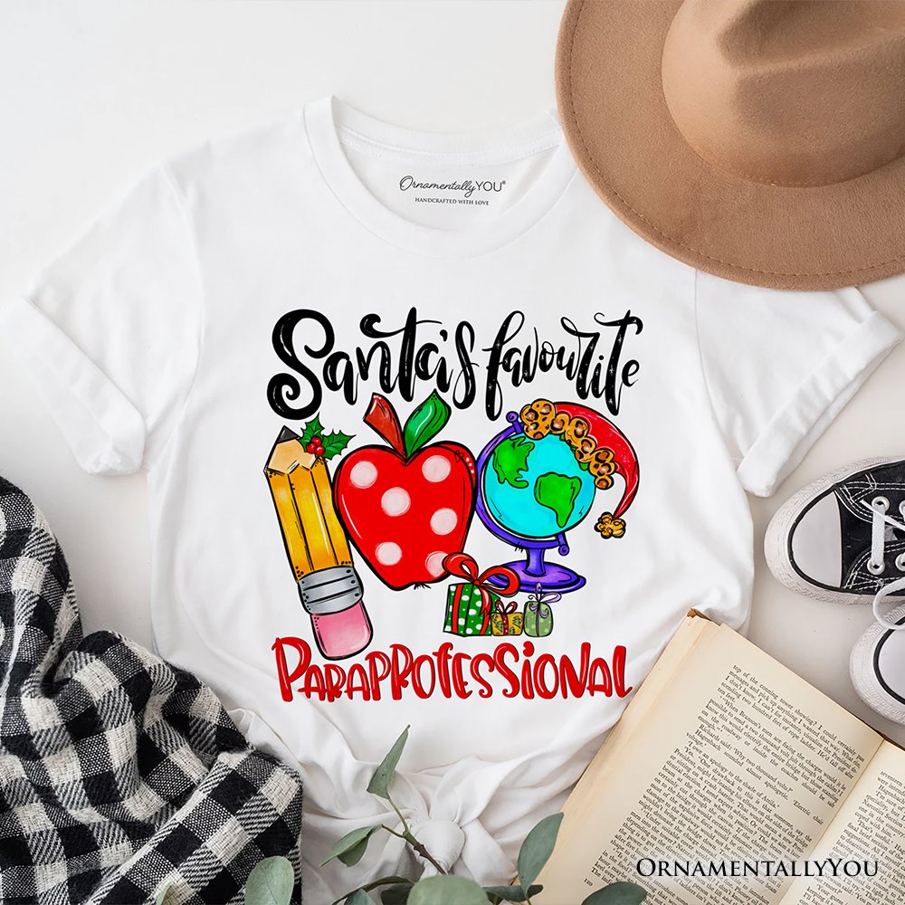 Santa's Favorite Paraprofessional T-Shirt, Merry Christmas Classroom Helper Tee T-Shirts OrnamentallyYou White XS 