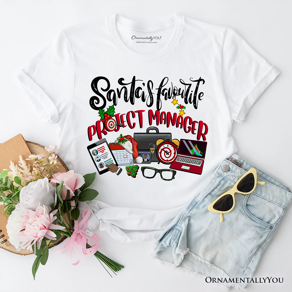 Santa’s Favorite Project Manager T-Shirt, Festive Office Holiday Tee