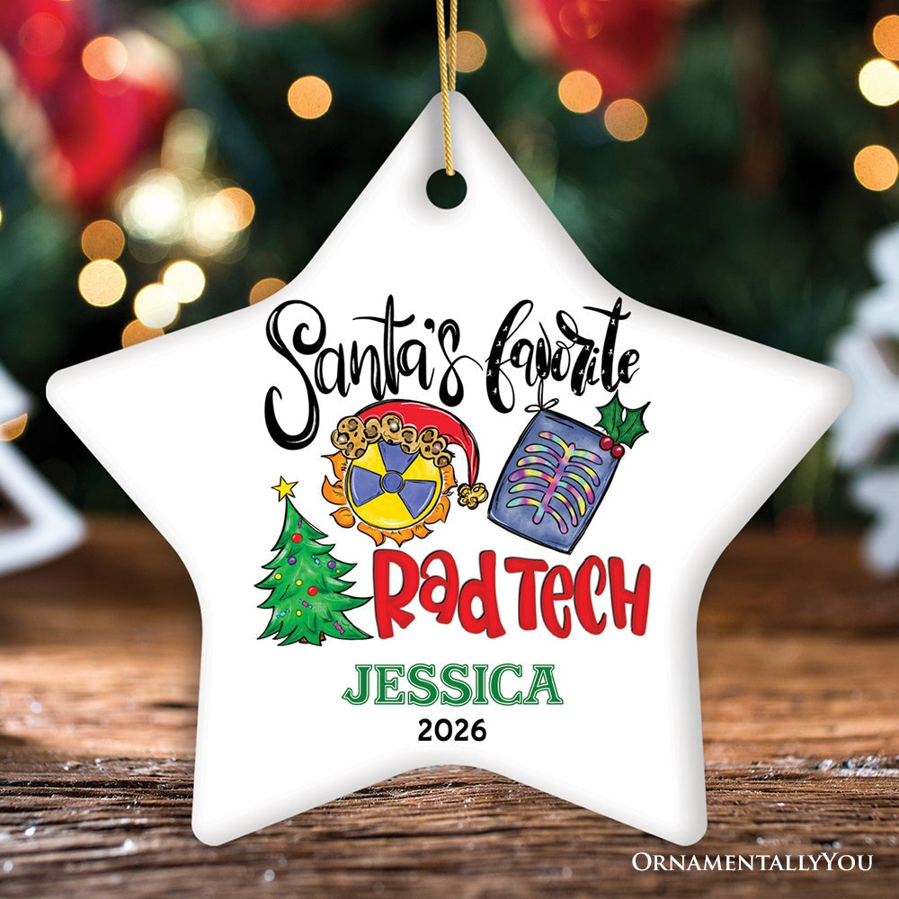 Santa’s Favorite Rad Tech Custom Christmas Ornament, Radiology Crew Appreciation Gift Ceramic Ornament OrnamentallyYou Star 