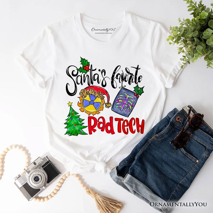 Santa’s Favorite Rad Tech T-Shirt, Merry Christmas X-Ray Tee T-Shirts OrnamentallyYou White XS 