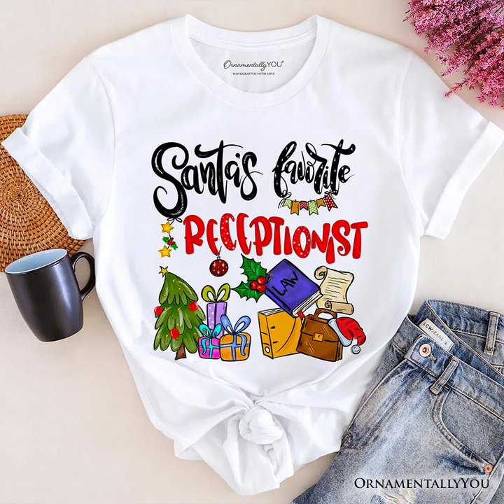 Santa’s Favorite Receptionist T-Shirt, Merry Christmas Front Desk Tee