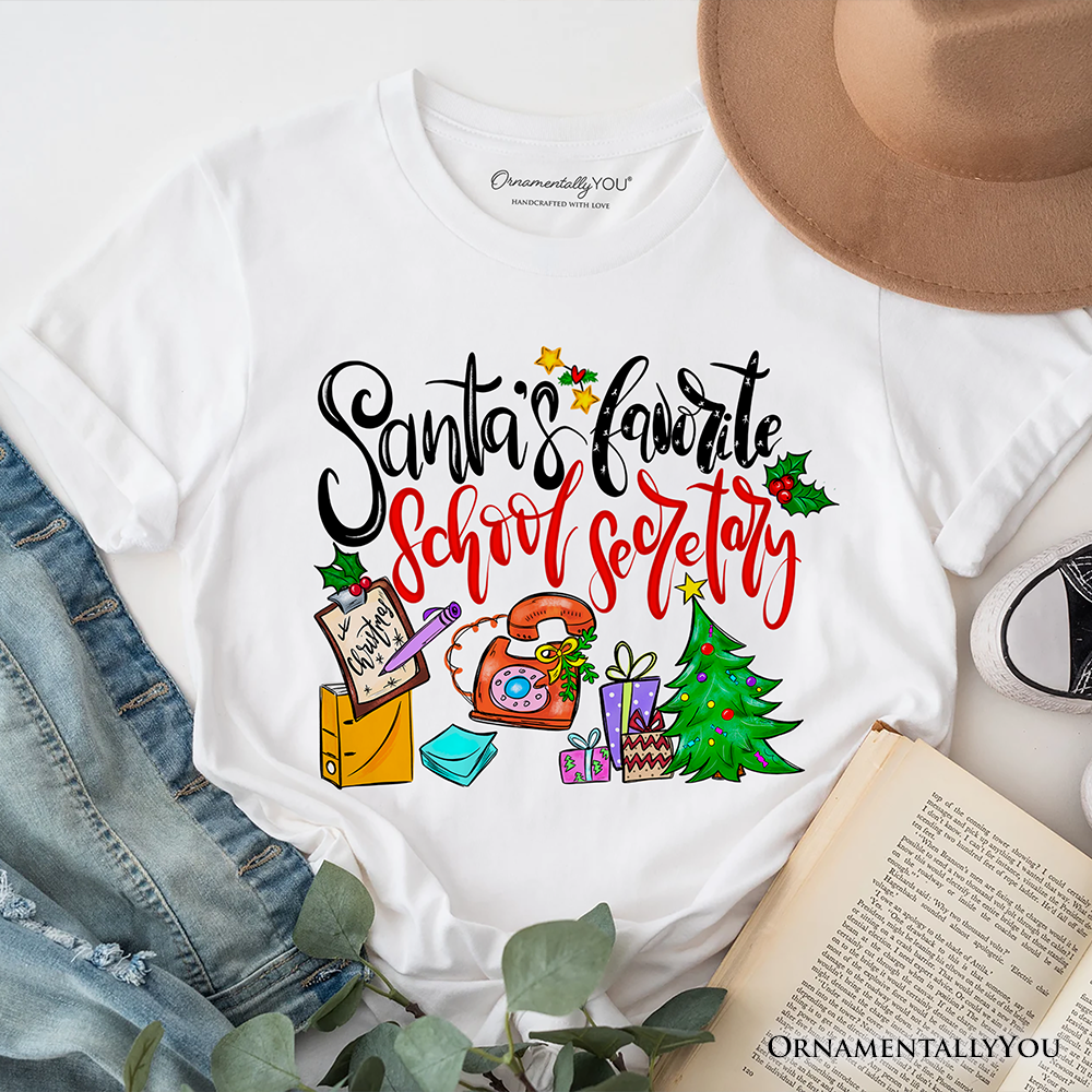 Santa’s Favorite School Secretary T-Shirt, Merry Christmas Office Tee