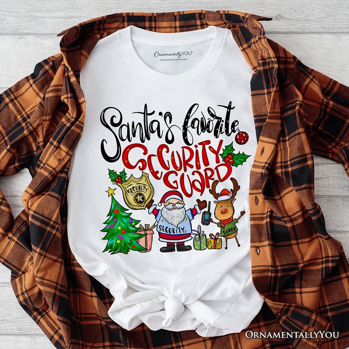 Santa’s Favorite Security Guard T-Shirt, Merry Christmas Safety Patrol Tee T-Shirts OrnamentallyYou White XS 