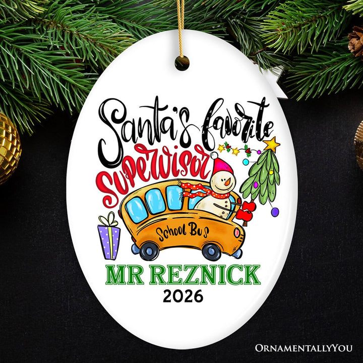 Santa’s Favorite Supervisor Leadership Recognition Keepsake Personalized Ornament, Colorful Mentorship Appreciation Gift Ceramic Ornament OrnamentallyYou Oval 