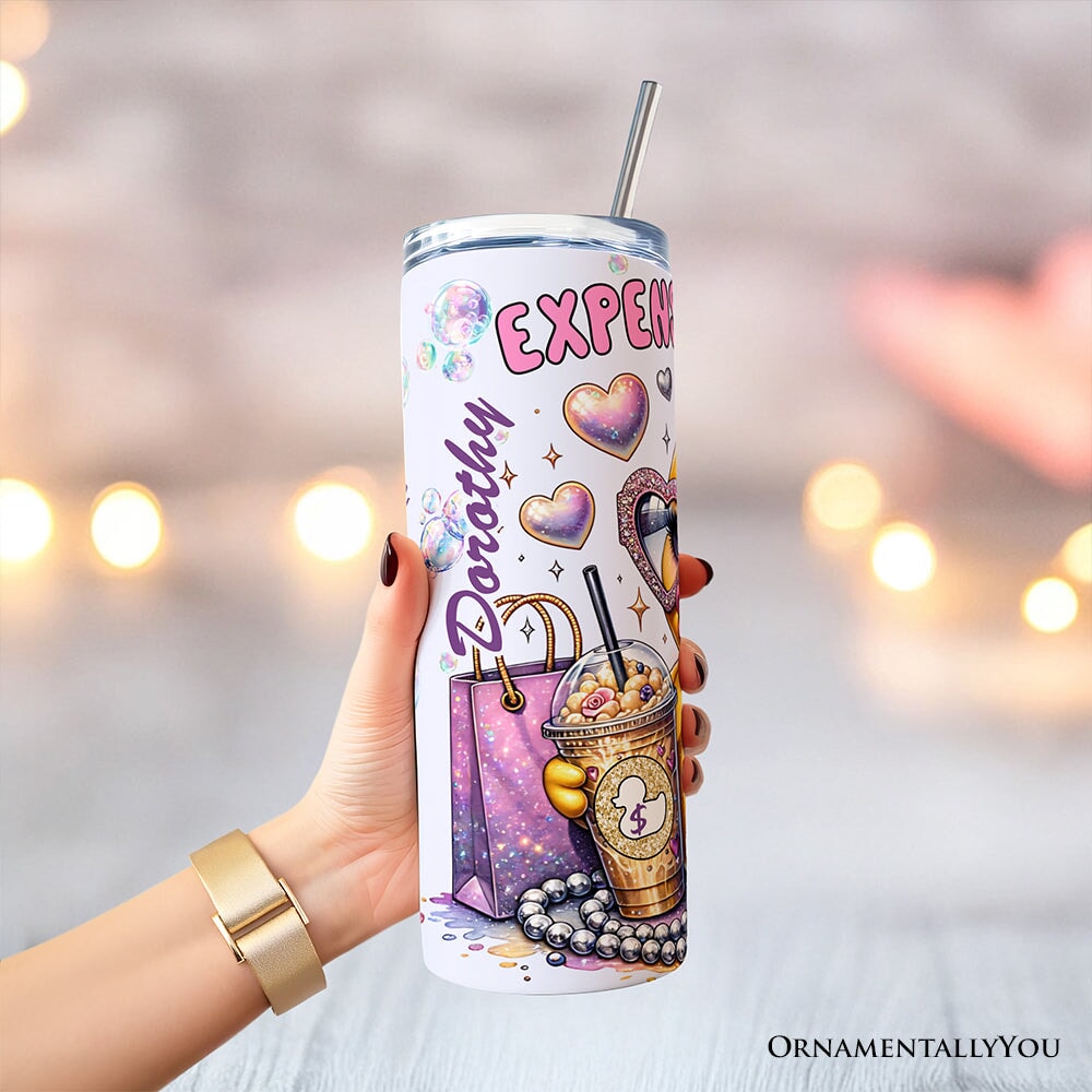 Sassy Rubber Duck 20oz Personalized Tumbler With Lid and Stainless Steel Straw, Purple Glam Girl Gift Cup Tumbler OrnamentallyYou 