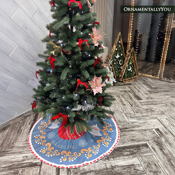 Scandinavian Folk Fox Christmas Tree Skirt Tree Skirt Nantong Prince Home Fashion Co., Ltd. 