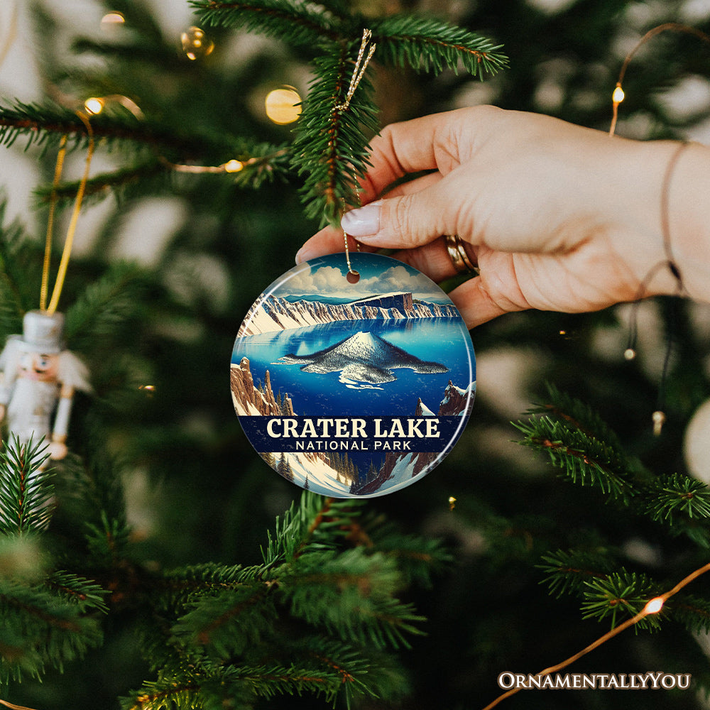 Scenic Crater Lake National Park Ornament, Oregon Mountain Lake Christmas Gift and Nature Souvenir