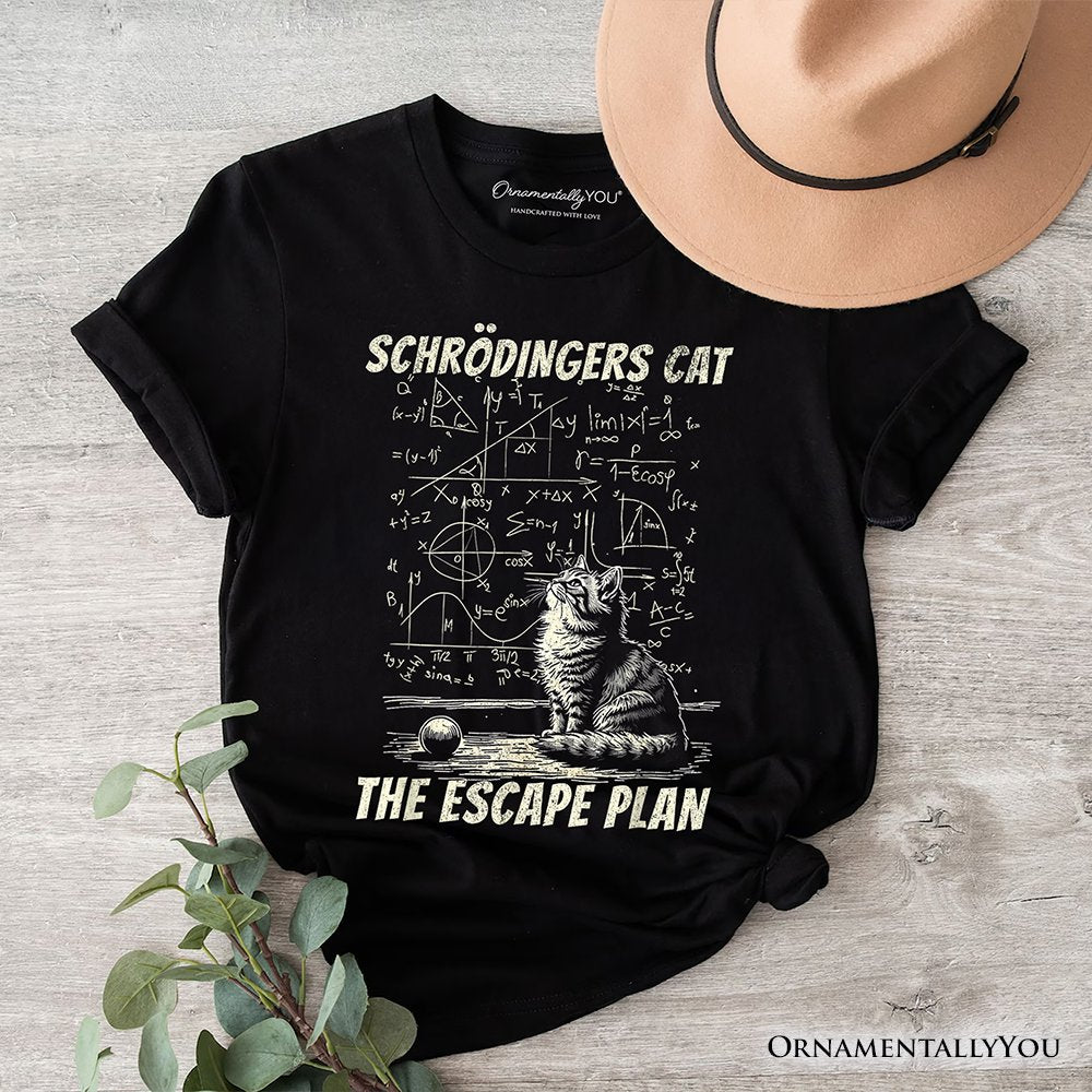 Schrödinger’s Cat The Escape Plan Physics Humor T-Shirt, Funny Science Nerd Tee T-Shirts OrnamentallyYou Black XS 