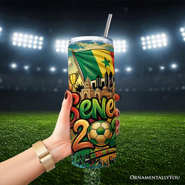 Senegal 2026 Soccer Cup Global Championship 20oz Tumbler With Lid and Stainless Steel Straw, Fans Football Gift Cup Tumbler OrnamentallyYou 