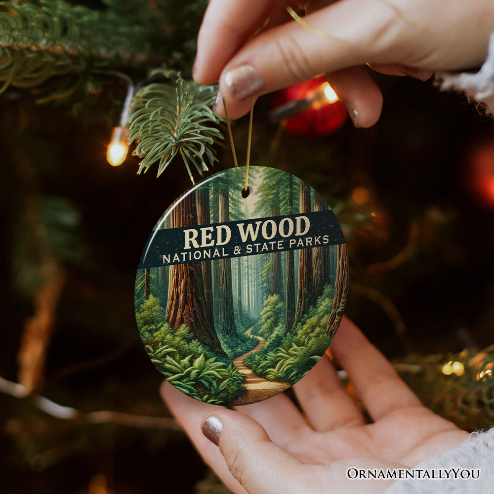Serene Redwood National and State Parks Ornament, California Woodland View Christmas Gift and Outdoor Explorer Souvenir