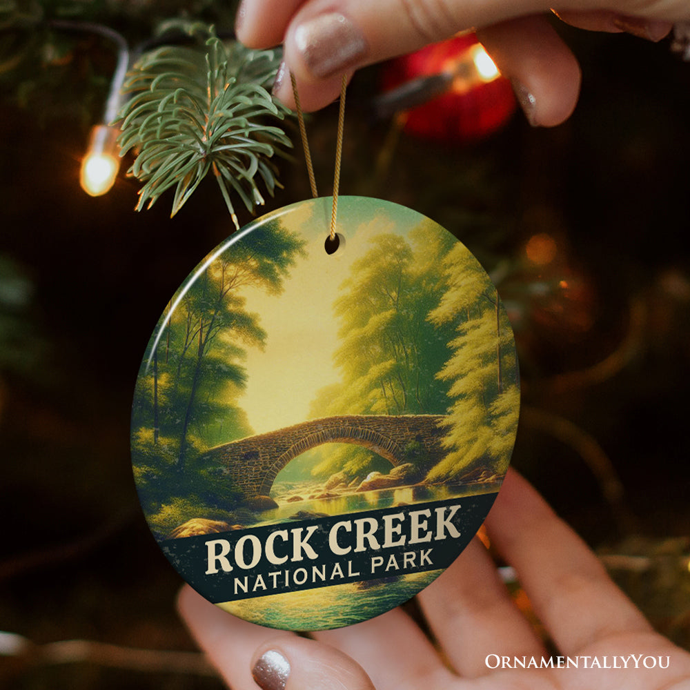 Serene Rock Creek National Park Ornament, Washington DC Stone Bridge Christmas Gift and Scenic Nature Escape Souvenir