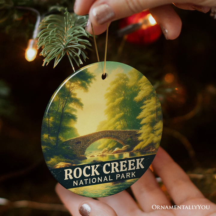 Serene Rock Creek National Park Ornament, Washington DC Stone Bridge Christmas Gift and Scenic Nature Escape Souvenir