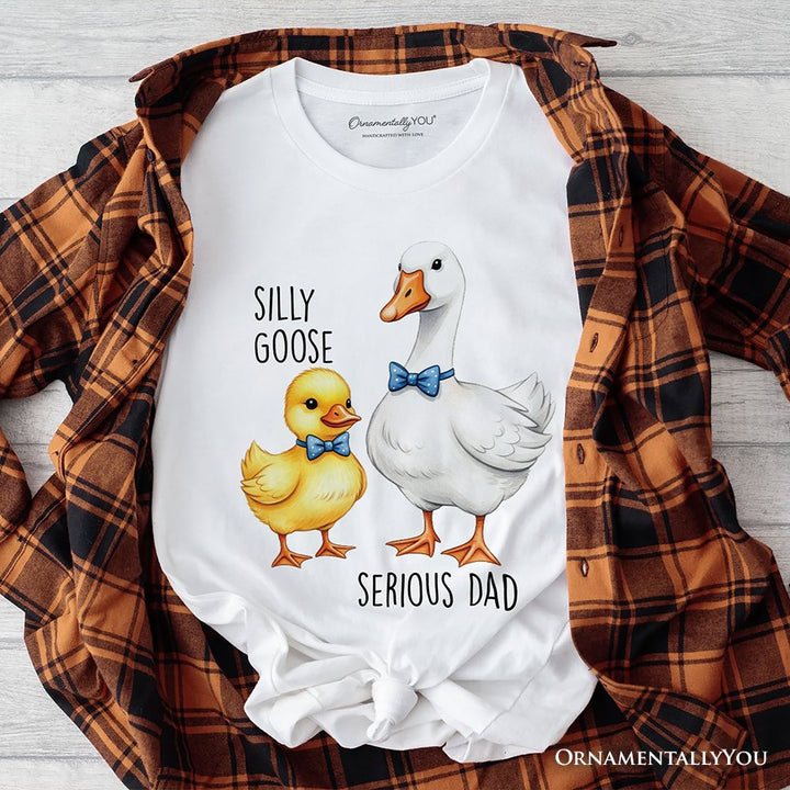 Silly Goose Serious Dad Tie T-Shirt, Cute Duo Fathers Tee T-Shirts OrnamentallyYou White XS 