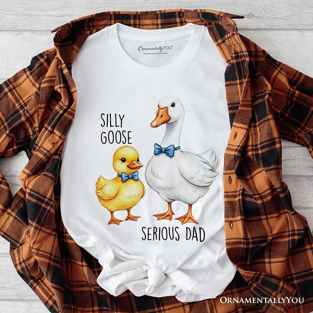 Silly Goose Serious Dad Tie T-Shirt, Cute Duo Fathers Tee