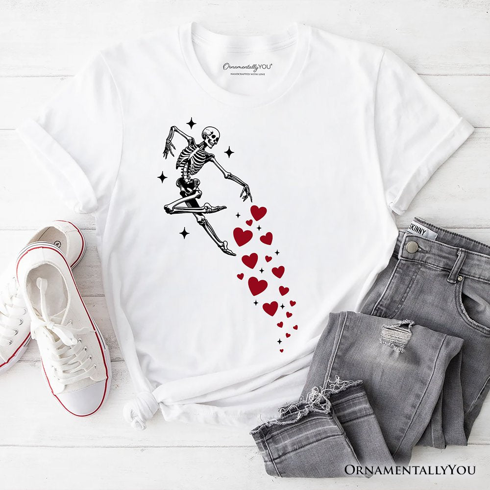 Skeleton Hearts Valentine T-Shirt, Playful Funny Tee T-Shirts OrnamentallyYou White XS 
