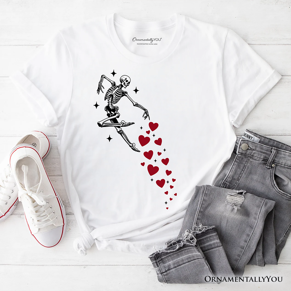 Skeleton Hearts Valentine T-Shirt, Playful Funny Tee