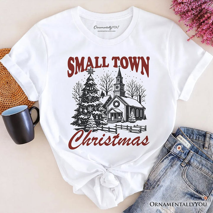 Small Town Christmas Vintage T‑Shirt, Rustic Winter Church Tee T-Shirts OrnamentallyYou White XS 