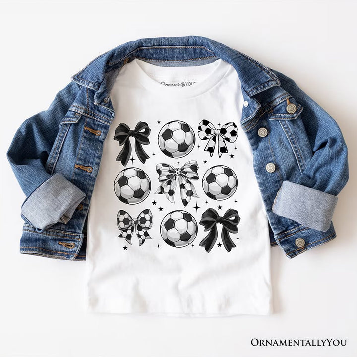 Soccer Balls Coquette Bows T-Shirt, Sports Mom Tee T-Shirts OrnamentallyYou White XS 