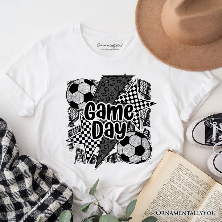 Soccer Game Day T-Shirt, Coquette Sports Mom Fan Tee T-Shirts OrnamentallyYou White XS 